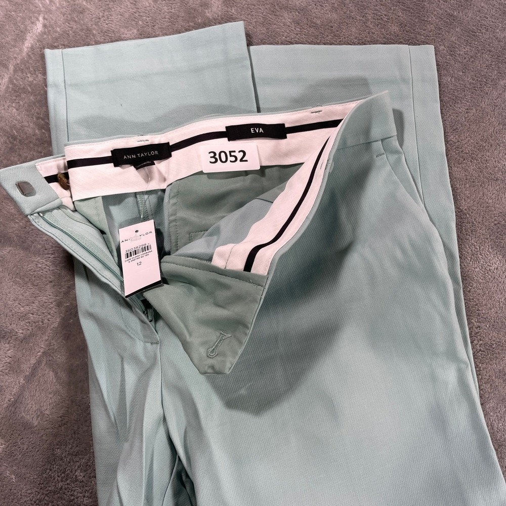 Ann Taylor Eva Pants Women 12 Mint Green Ankle Straight Leg Career‎ New